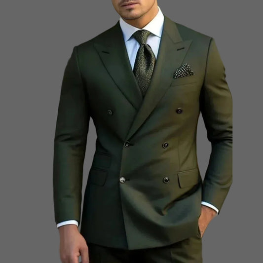 man 2 piece outfit set Pointed collar high-quality slim jackets men's suit with peak lapel for wedding Summer beach