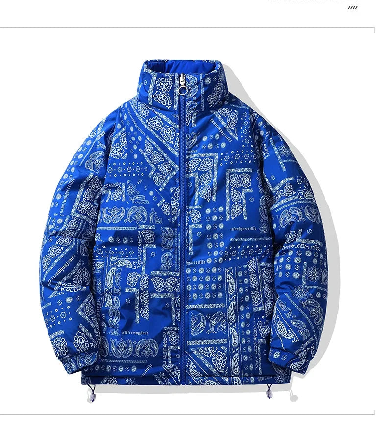 Double-Sided Wear Thickened Cotton Jacket for Men Women Stand Collar Warm Casual Loose Fit Winter Couple Windproof Bread Jacket