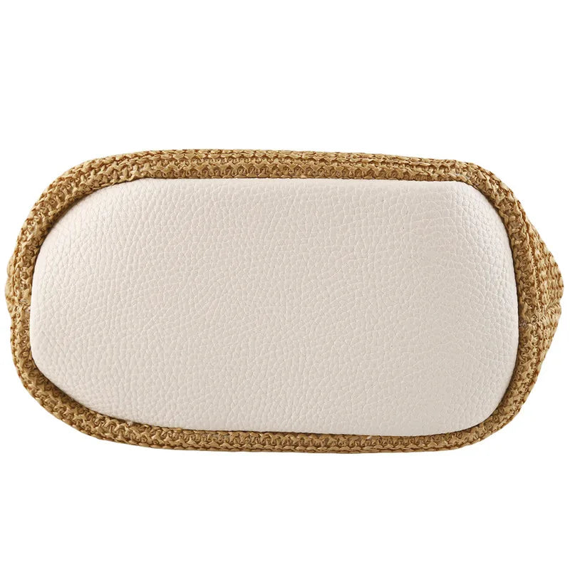 Beach Straw Shoulder Messenger Bag Women Bohemian Summer Woven Rattan Bucket Shoulder Handbag Handmade Crossbody Bags For Women