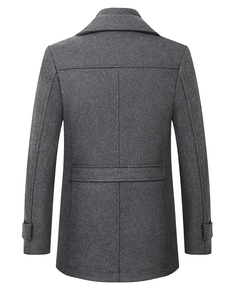Men's Autumn Winter Fashion High-End Atmosphere Long Thickened Wool Overcoat Middle-Aged Men's Stylish Woolen Coat