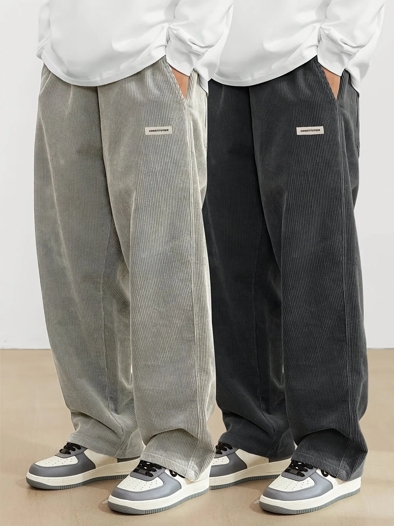 Corduroy pants men clothing Sweatpants Loose-Fit Casual Pants man baggy hosen Regular Length Trousers men cargo pants women