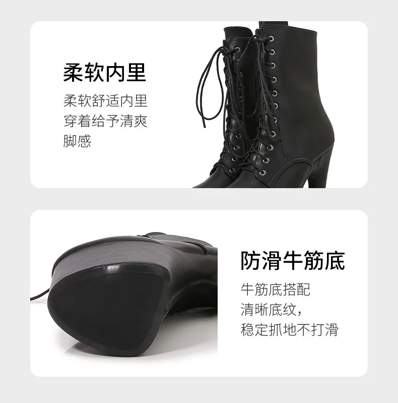Matte Colors Ankle Pole Dance Heels Western Boots Women 15cm 17cm 20 High Platform Strip Ankle Boots Sexy Knight Stiletto Boots