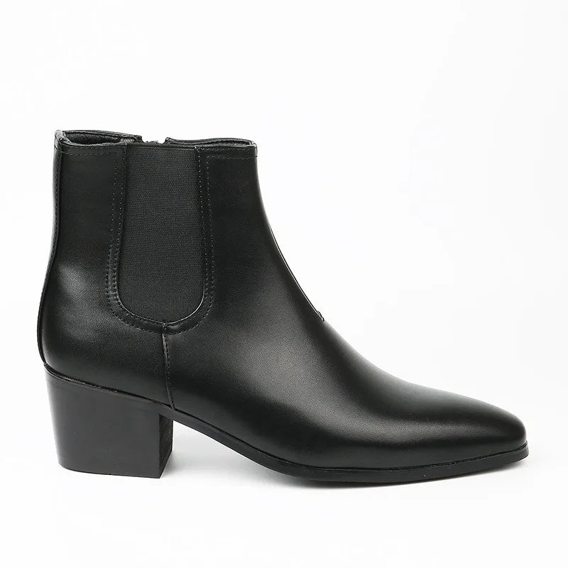 New Chelsea Boots for Men Fashion High Heels Short Boots High Top Platform Boots Men's Shoes Height Increase Botas Para Hombre