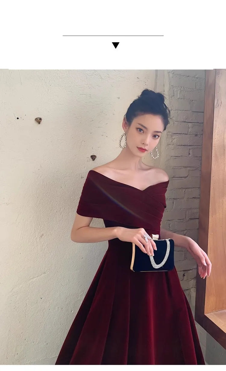 Mauroicardi Spring Long Luxury Elegant Chic Black Soft Velvet Evening Party Wedding Dresses for Women Off Shoulder Maxi Clothes