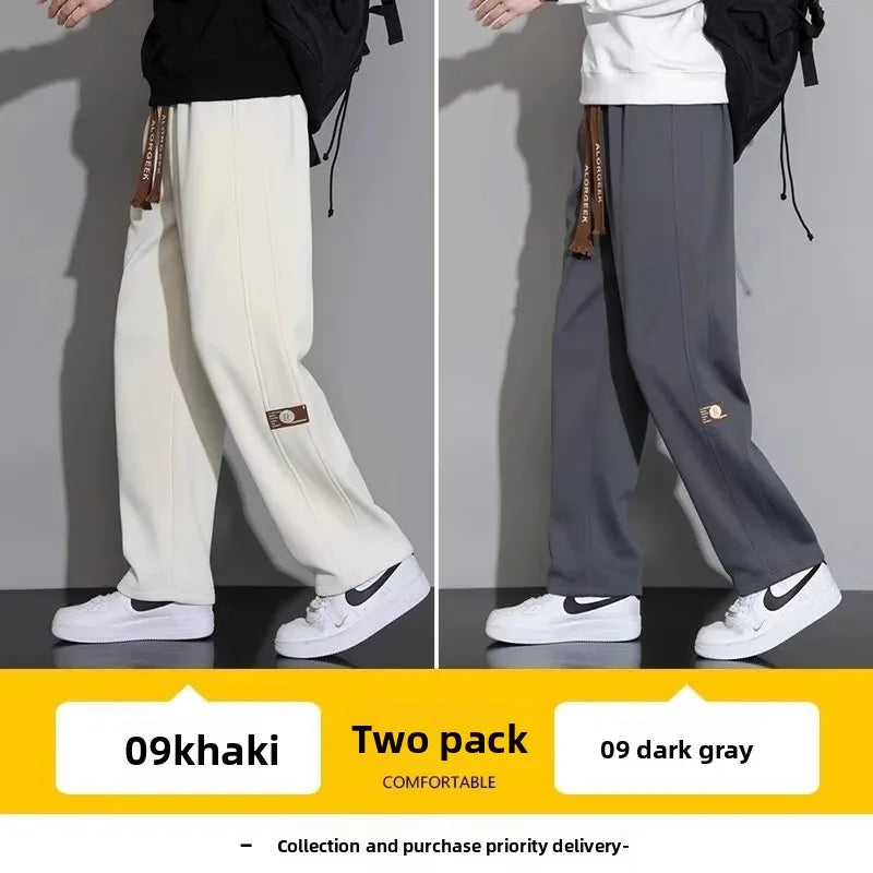 Men's Casual Pants, Men's Spring and Autumn New Style, Hanging Solid Color Sports Pants, Men Loose Straight Leg Wide Leg Pants