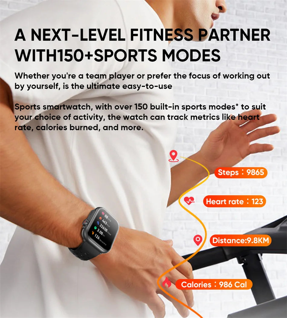 For Apple Watch Ultra 2 1000 mAh Smart Watch Men Women 1.85-inch HD Full Touch Screen IP68 Waterproof Bluetooth Call Smartwatch