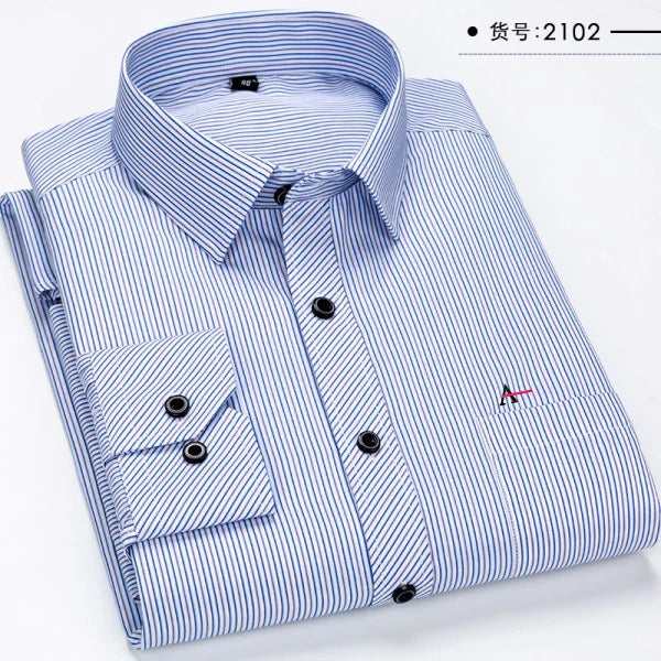 Além de tamanho grande 2023 m-5xl ajuste fino dos homens negócios casual camisa de mangas compridas clássico listrado masculino
