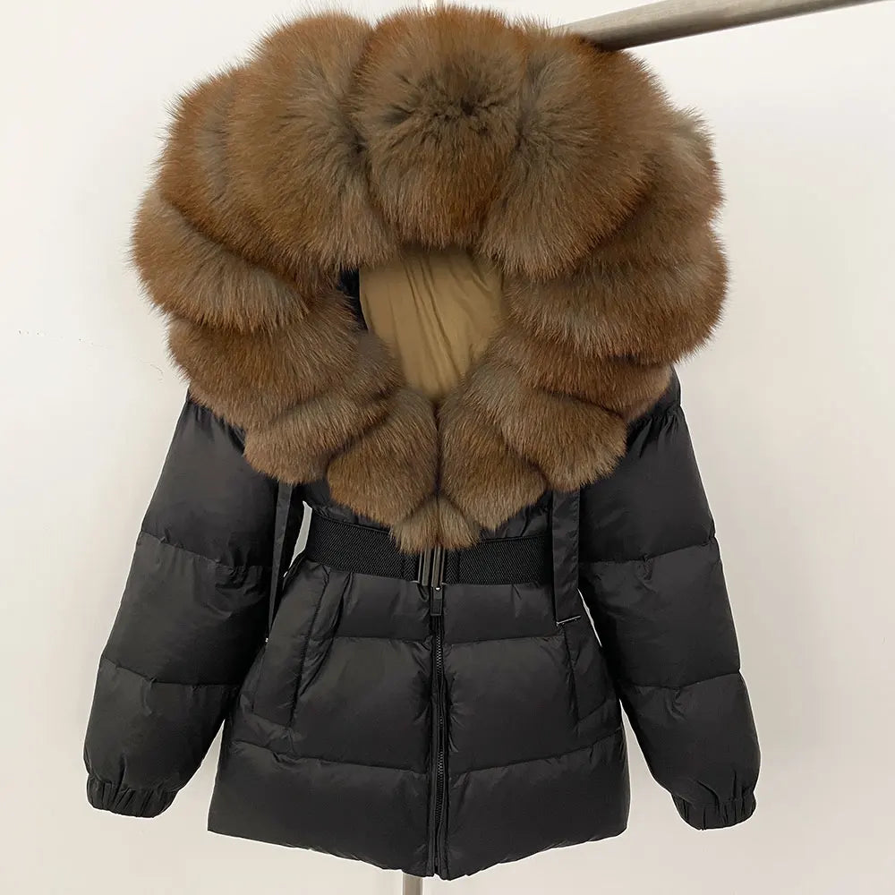 OFTBUY 2025 Winter Clothing Puffer Jacket Women Real Fox Fur Hooded Thick Warm 90% White Duck Down Coat Female Parkas Waterproof