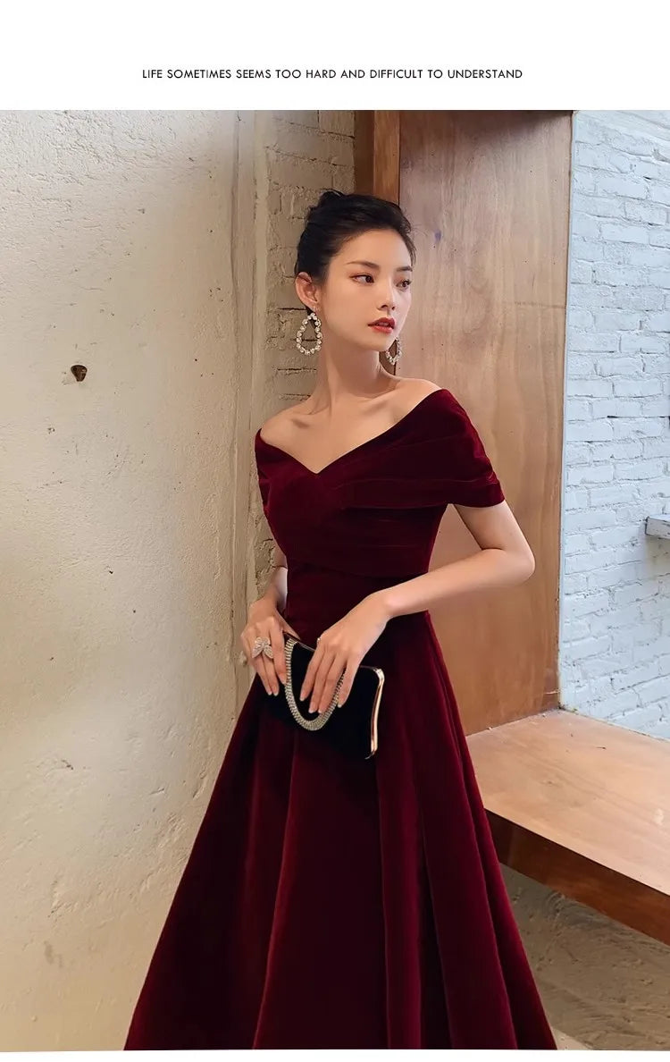 Mauroicardi Spring Long Luxury Elegant Chic Black Soft Velvet Evening Party Wedding Dresses for Women Off Shoulder Maxi Clothes