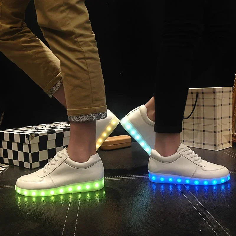 Maogu 2024 Adult Unisex Womens Mens Kid Luminous Sneakers Glowing USB Charge Boys LED Colorful Light-up Shoes Girls Footwear