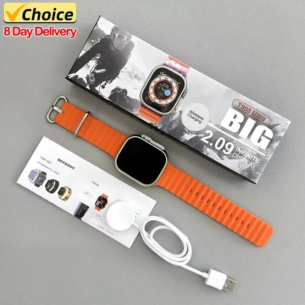 Wholesale T900 Ultra Smart Watch Men 49mm Series 9 AMOLED Screen NFC Compass Waterproof For Apple Watch IWO Ultra 9 Smartwatch