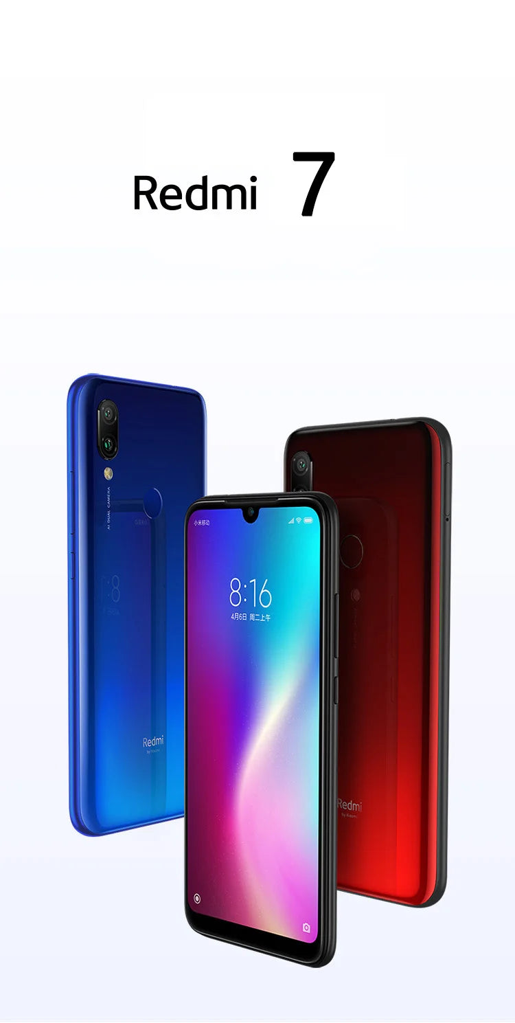 Original Xiaomi Redmi 7 4GB 64GB 6.81'' Mobile Phones Global ROM Google Play Android 4000 mAh Smartphone Fingerprint Free Gift