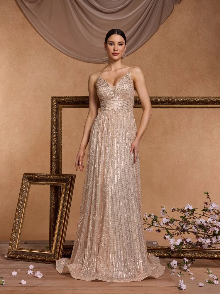 Elegant Sexy Backless Sequins Evening Dress Long 2025 Mermaid Formal Gown Women Wedding Party Dresses Caicktail Graduation  Prom