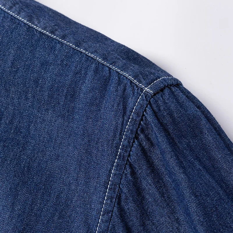 2023 Denim Pocket Design Shirt Classic 100% Cotton  Long-Sleeve  Fashion Embroider Comfortable Clothes