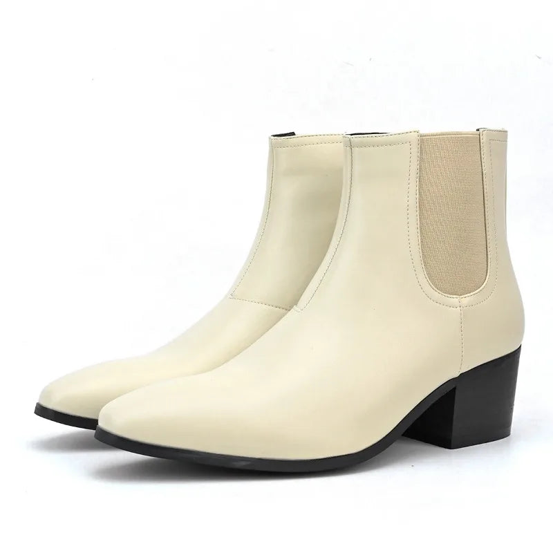 New Chelsea Boots for Men Fashion High Heels Short Boots High Top Platform Boots Men's Shoes Height Increase Botas Para Hombre