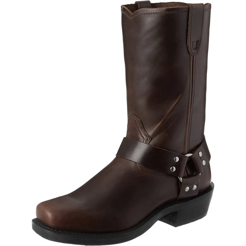Retro Cowboy Boots Men Mid Calf Western Boots Men Pu Leather Boots Man Slip On Shoes Winter Knight Boots Booties Plus Size 39-48