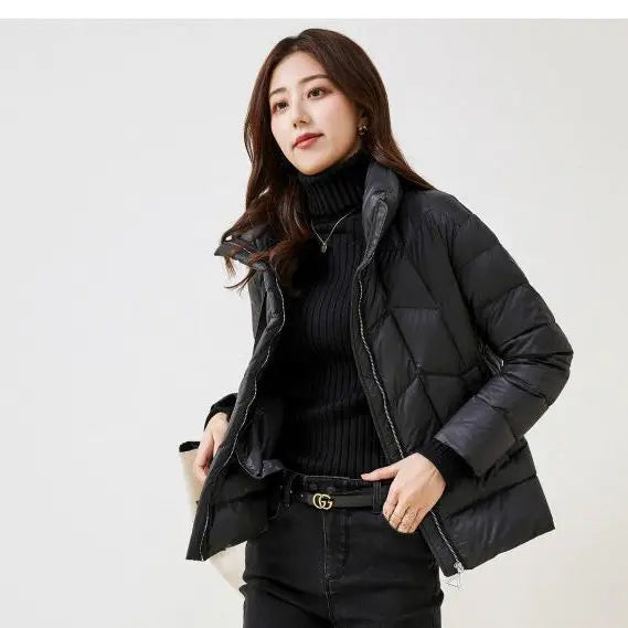 2025 Winter New Women Short Cotton-padded Jackets Female Korean Stand Collar Overcoats Ladies Solid Color Warm Coats A195