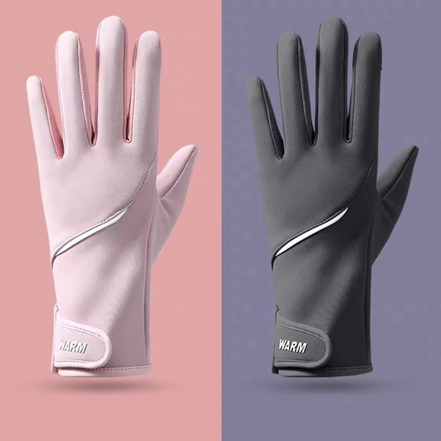 Winter Women's Thermal Gloves Touchscreen Compatible Fleece Lined Full Finger Waterproof Hand Warmer Mitten for Bike Cycling