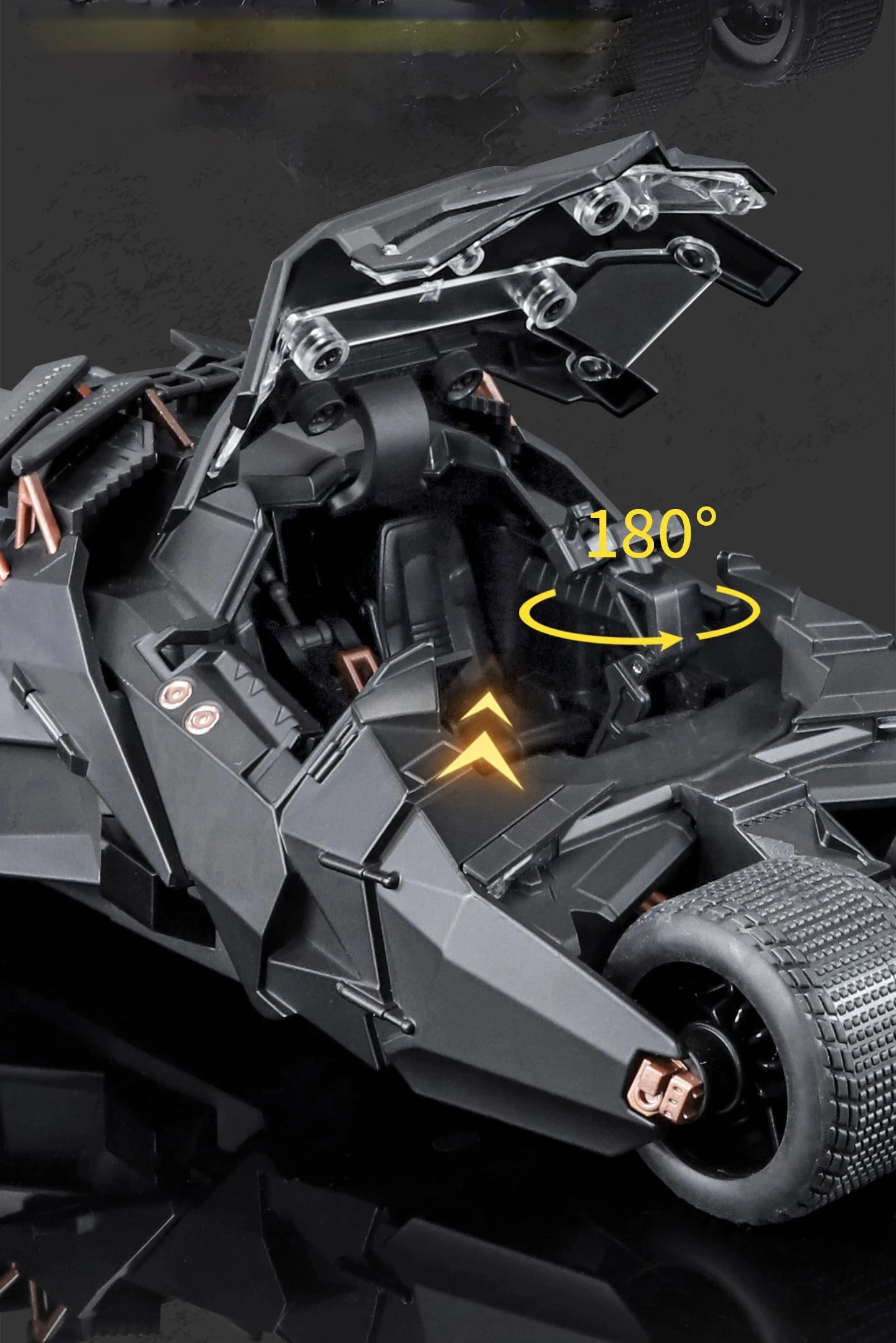 1/24 Classic Movie Car 2008 Batmobile Concept Bat Sports Car Model Metal Racing Car Vehicles Model Sound and Light Kids Toy Gift