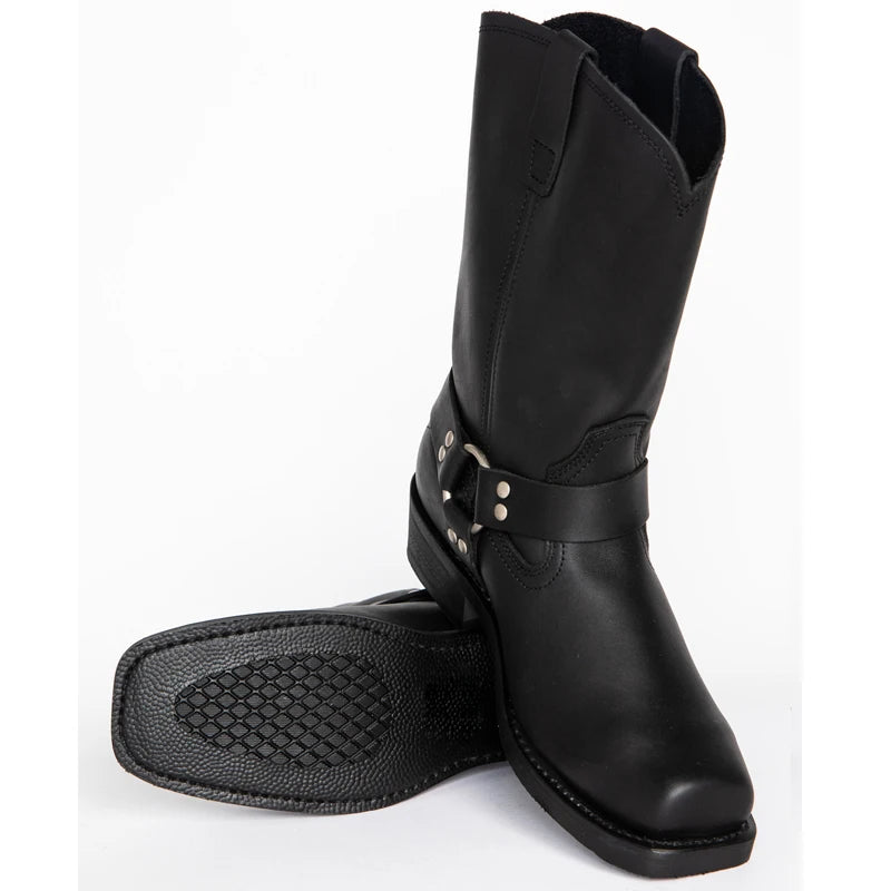 Retro Cowboy Boots Men Mid Calf Western Boots Men Pu Leather Boots Man Slip On Shoes Winter Knight Boots Booties Plus Size 39-48