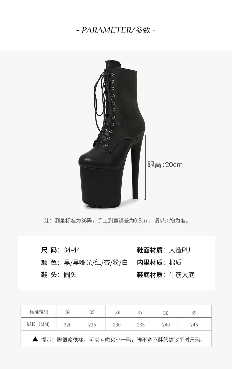 Matte Colors Ankle Pole Dance Heels Western Boots Women 15cm 17cm 20 High Platform Strip Ankle Boots Sexy Knight Stiletto Boots