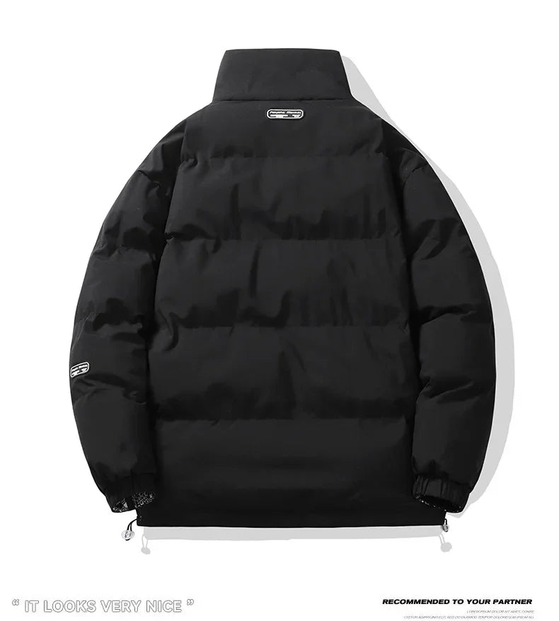 Double-Sided Wear Thickened Cotton Jacket for Men Women Stand Collar Warm Casual Loose Fit Winter Couple Windproof Bread Jacket