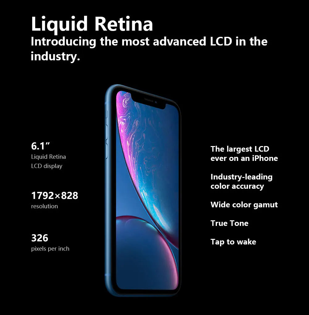 Apple iPhone XR 3G 4G LTE Mobile Cell Phone Original Unlocked Face ID 6.1" Retina 3GB RAM 64GB/128GB ROM 12MP IOS CellPhone