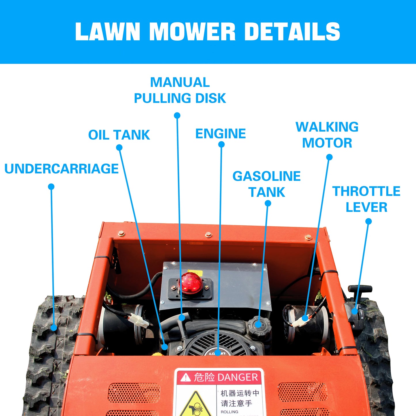 Automatic Robotic Lawn Mower with Tracks, 60 Min Runtime, Adjustable Height & Smart Sensors for Sloped Gardens, Grass Trimmer