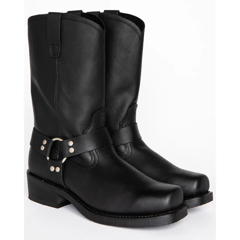 Retro Cowboy Boots Men Mid Calf Western Boots Men Pu Leather Boots Man Slip On Shoes Winter Knight Boots Booties Plus Size 39-48