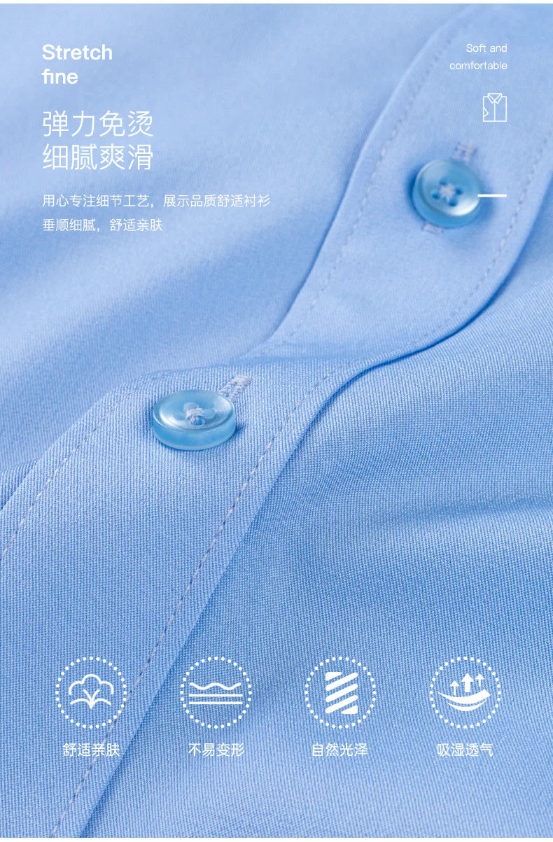 Men's short-sleeved shirt Business casual tooling solid color high-quality non-ironing slim fashion trend top shirt white shirt