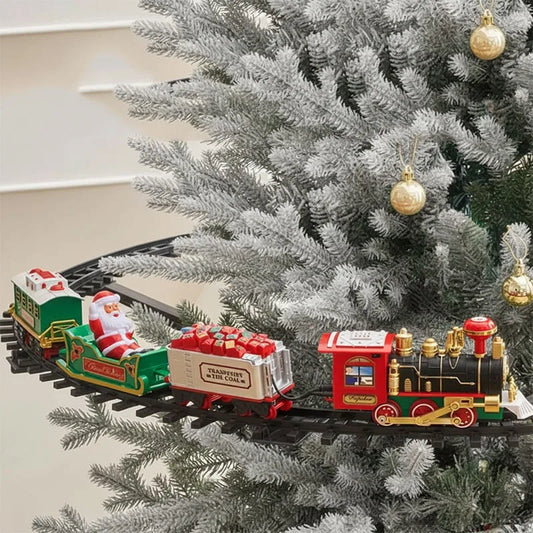 Electric Operate Railway Train with Music, Railway Car Toys, Christmas Tree Decoration Track Train Toys, Kids Christmas Gifts