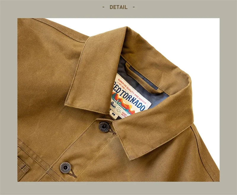 Red Tornado Waxed Canvas Cruiser Jacket Water Resistant Rugged Style Men's Work Outerwear