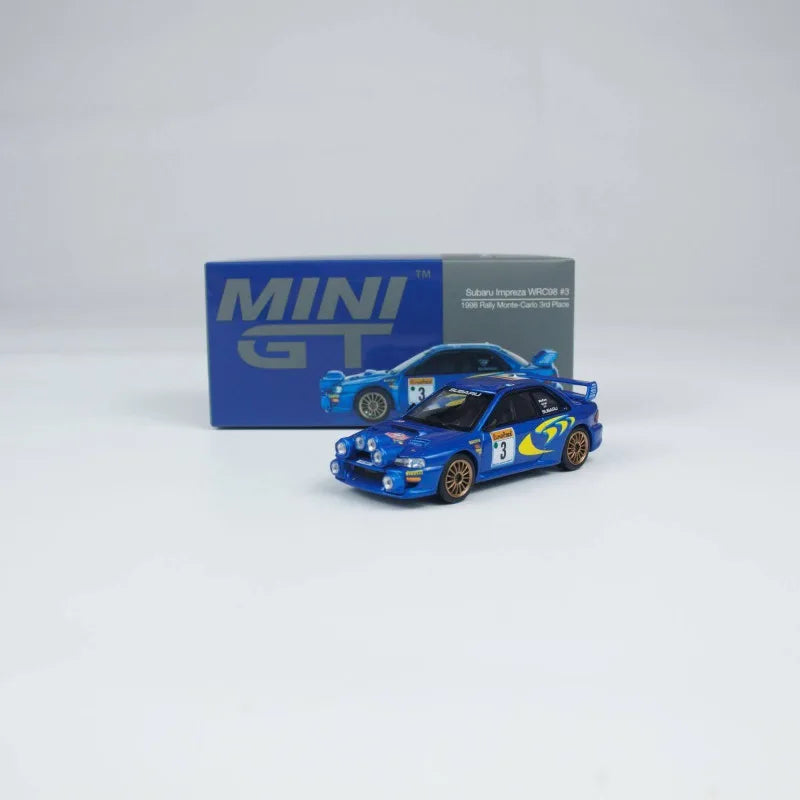 MINI GT 1:64 #975 Subaru Impreza WRC98 Rally Racing Simulation Alloy Car Model, Boys' Gift Toy Collection Decoration Item.