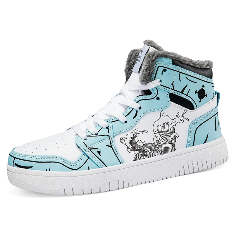 Mens Board Shoes 2025 New Winter Warm Anti Slip Thick Soled Outdoor Casual Sneakers Fashion High Top Lace Up Flat Walking Shoes