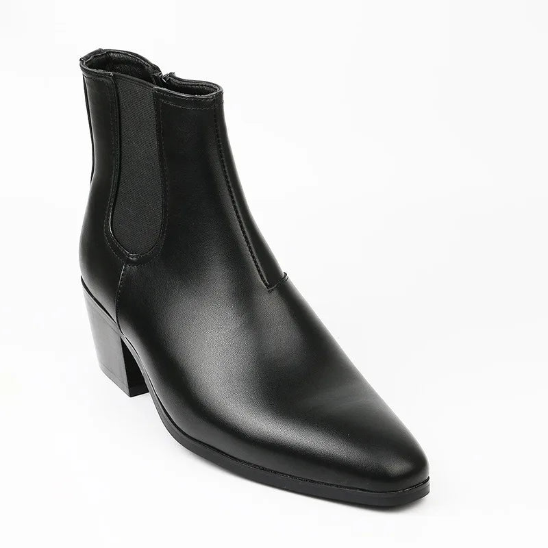 New Chelsea Boots for Men Fashion High Heels Short Boots High Top Platform Boots Men's Shoes Height Increase Botas Para Hombre