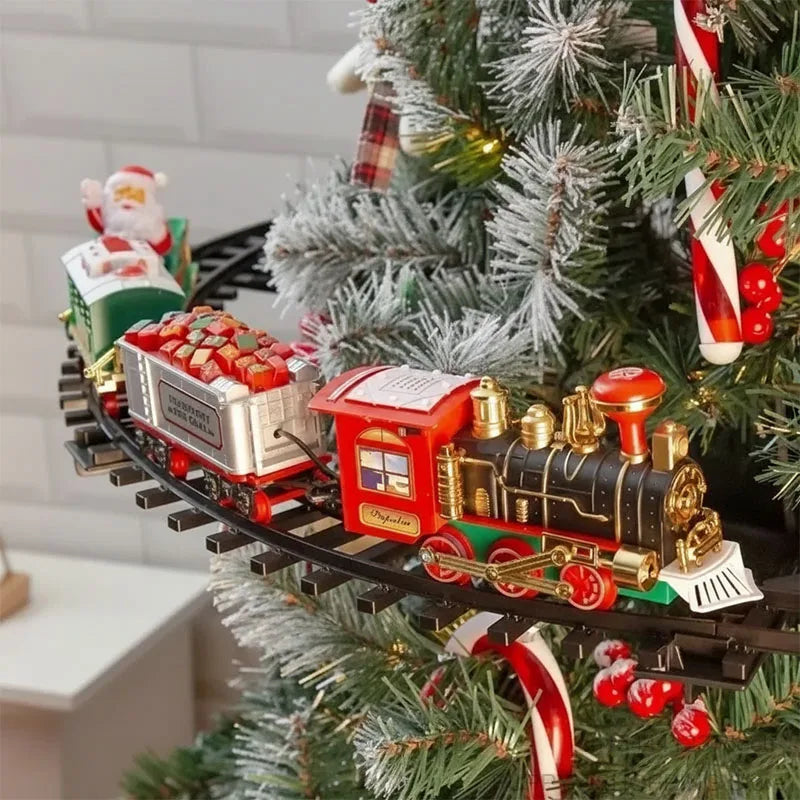 Electric Operate Railway Train with Music, Railway Car Toys, Christmas Tree Decoration Track Train Toys, Kids Christmas Gifts