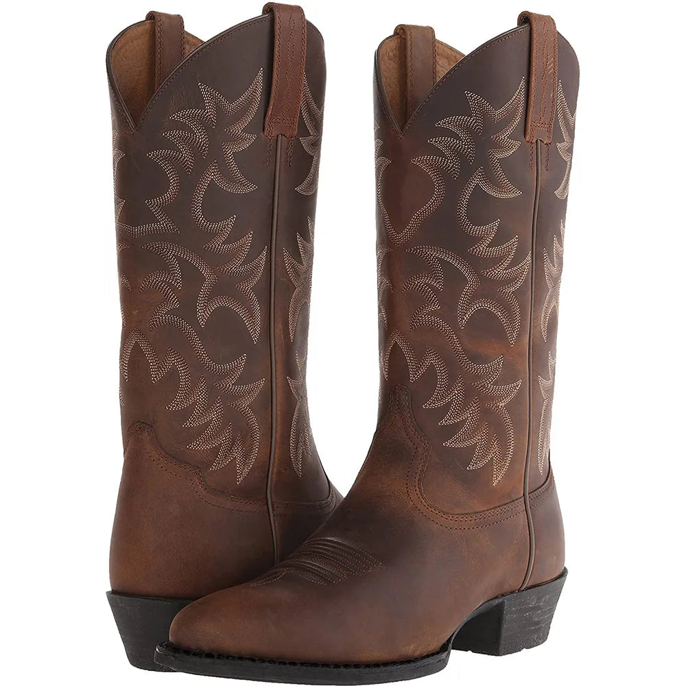 Men Women Mid-calf Boots Handmade Retro Western Cowboy Boots Leisure Casual Loafers Sneakers Riding Shoes Zapatos Hombres unisex
