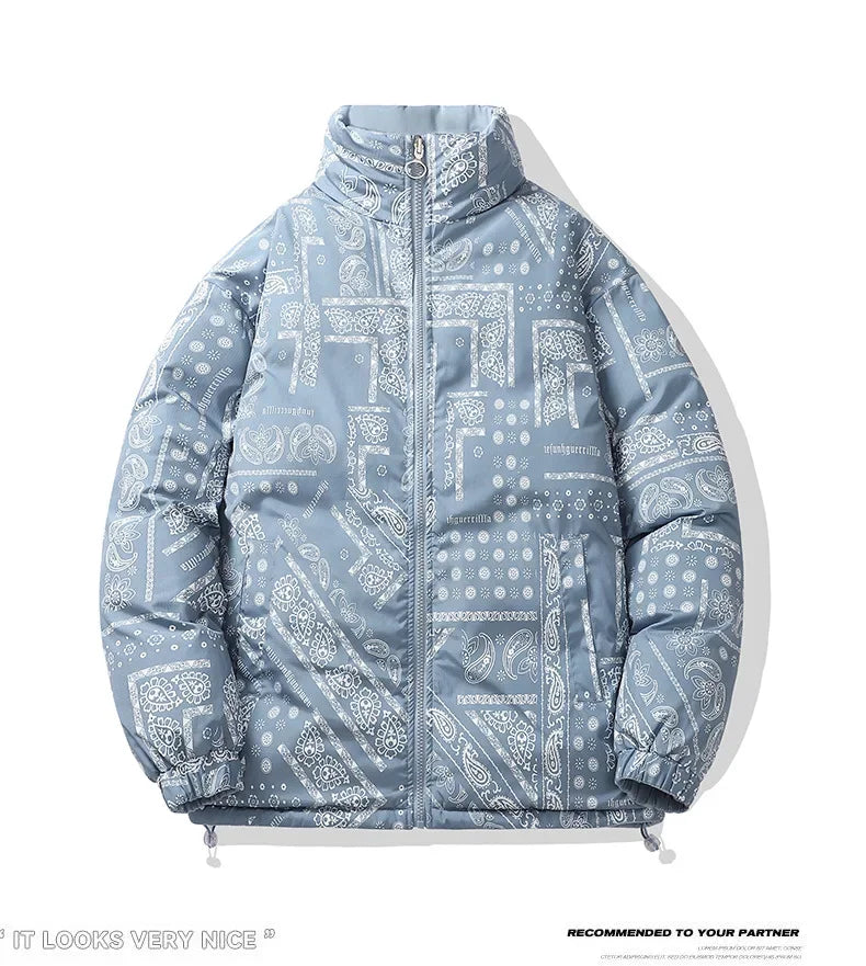 Double-Sided Wear Thickened Cotton Jacket for Men Women Stand Collar Warm Casual Loose Fit Winter Couple Windproof Bread Jacket