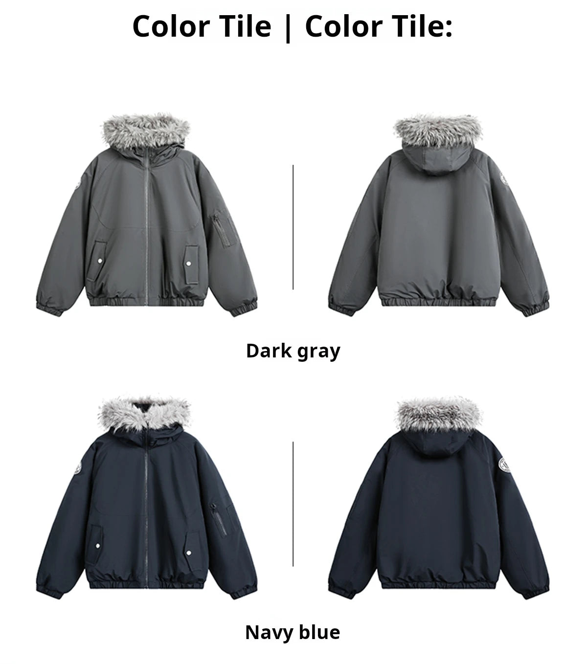 HANGRY 2025 Men's Detachable Fur Hood Parka Short Box Quilted Jacket Water-Resistant Workwear Winter Coat Thermal Insulated
