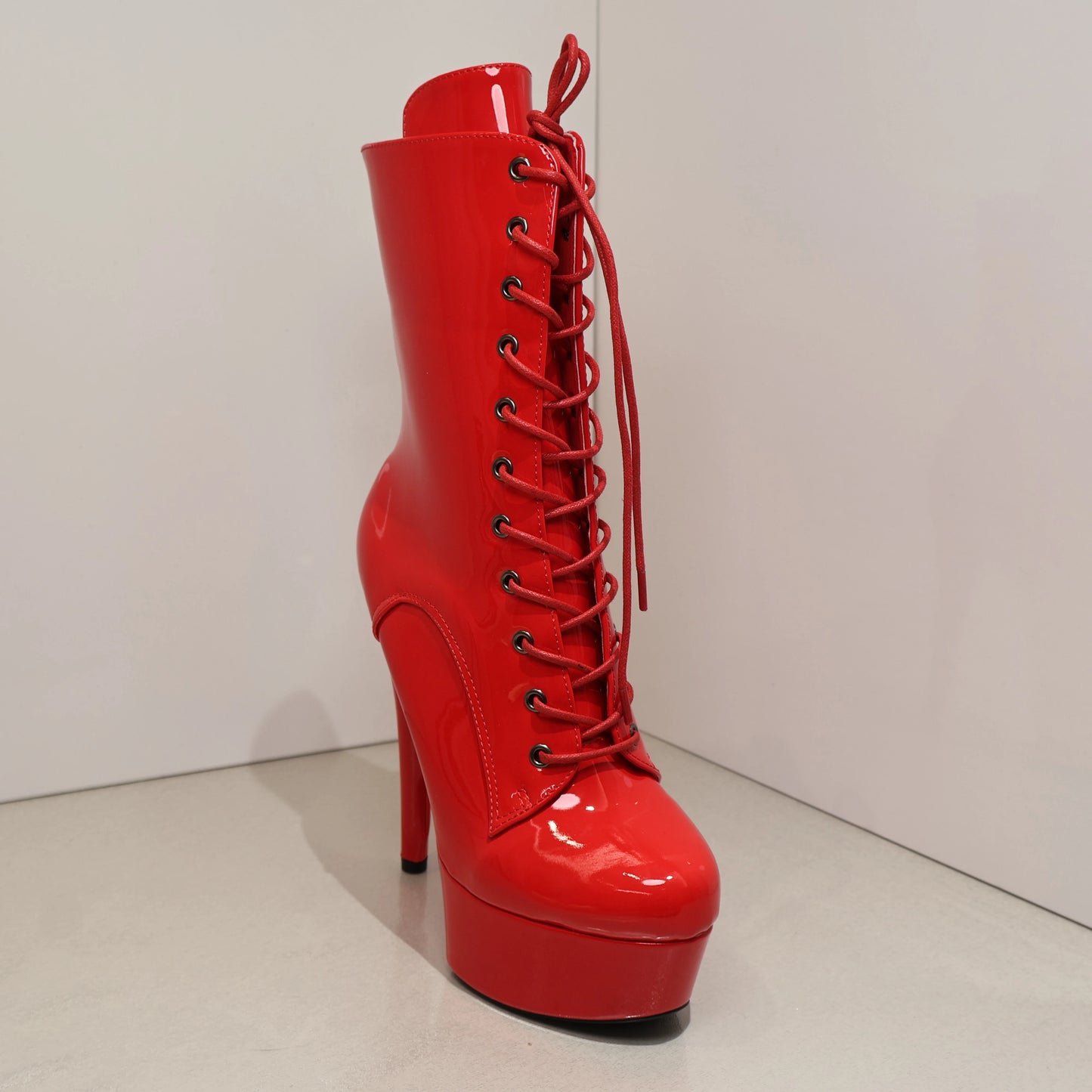 Sexy Black 15cm High Heel Women Ankle Boots Zippered Lace-Up Platform Stripper Shoes Western Style Pole Dancing Boots for Women