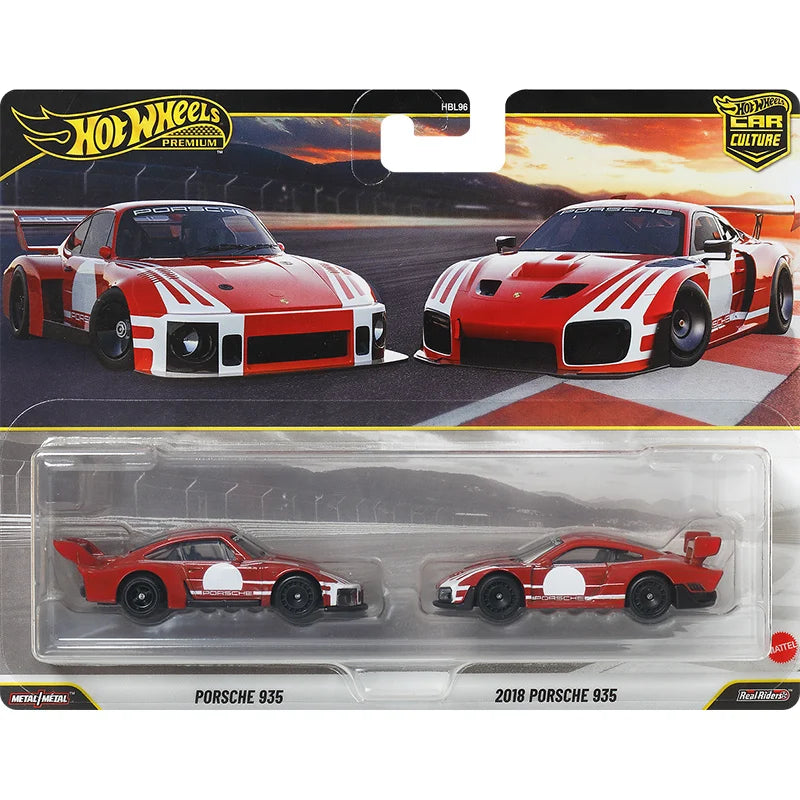 Hot Wheels HBL96-U Premium 2-Pack Series,Mitsubishi Lancer Evo Subaru Dodge Challenger Porsche,1:64 Diecast Collector's Gift Toy