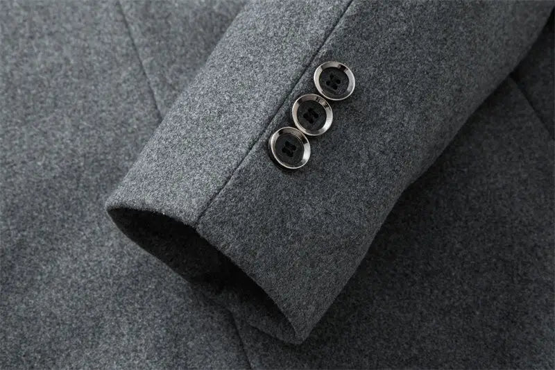 Autumn and winter woolen coats, men's young and middle-aged woolen jackets, stand-up collar woolen overcoats