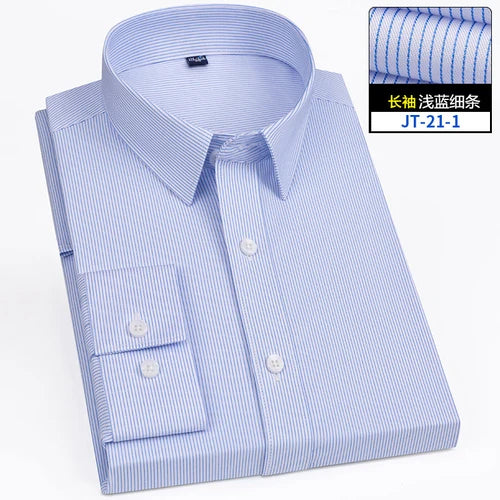 8XL Superfine Denier Bamboo Fiber Micro Elastic Formal Shirts for Men Plus Large Size Casual Slim Fit Long Sleeve Shirts for Men