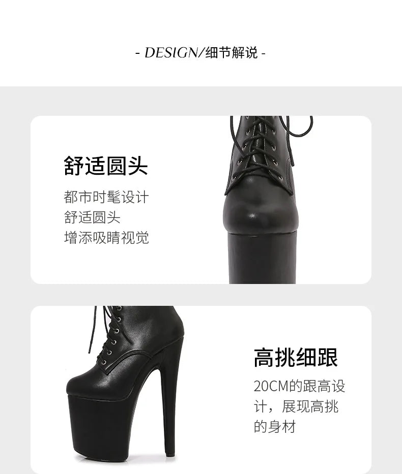 Matte Colors Ankle Pole Dance Heels Western Boots Women 15cm 17cm 20 High Platform Strip Ankle Boots Sexy Knight Stiletto Boots