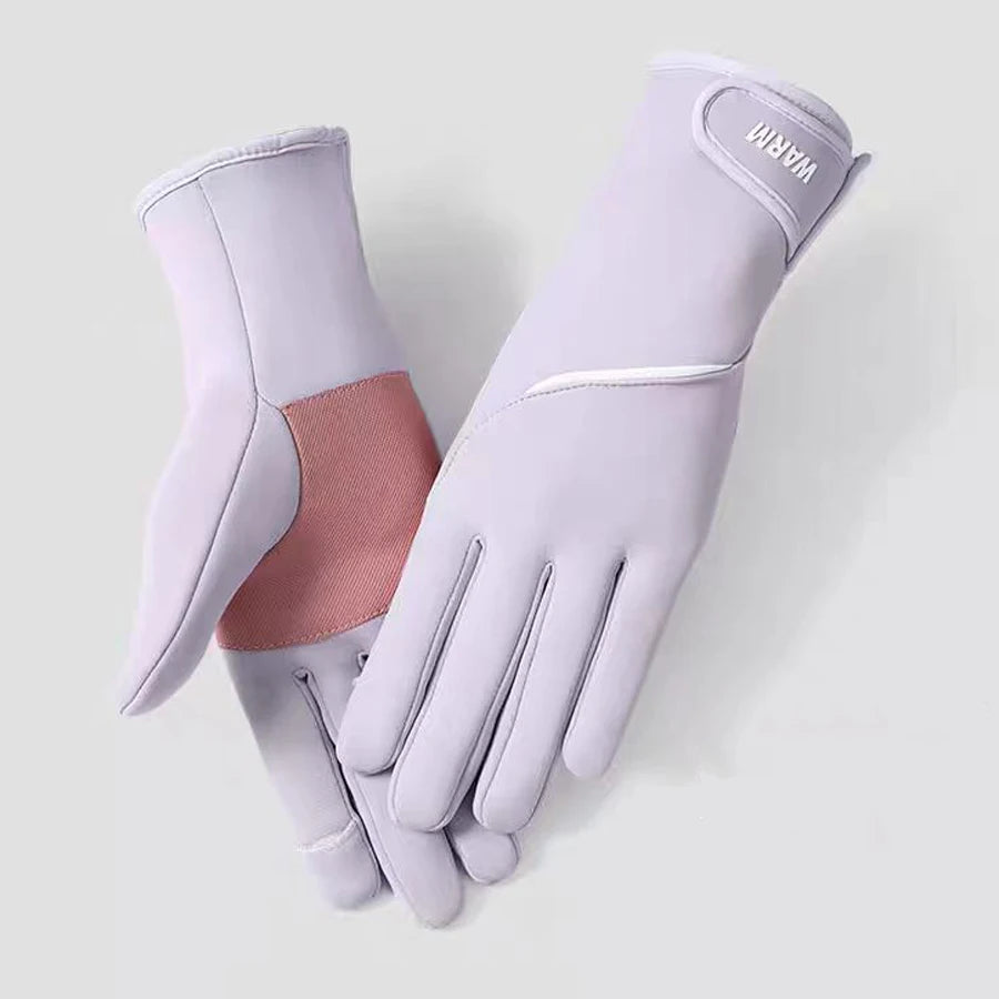 Winter Women's Thermal Gloves Touchscreen Compatible Fleece Lined Full Finger Waterproof Hand Warmer Mitten for Bike Cycling