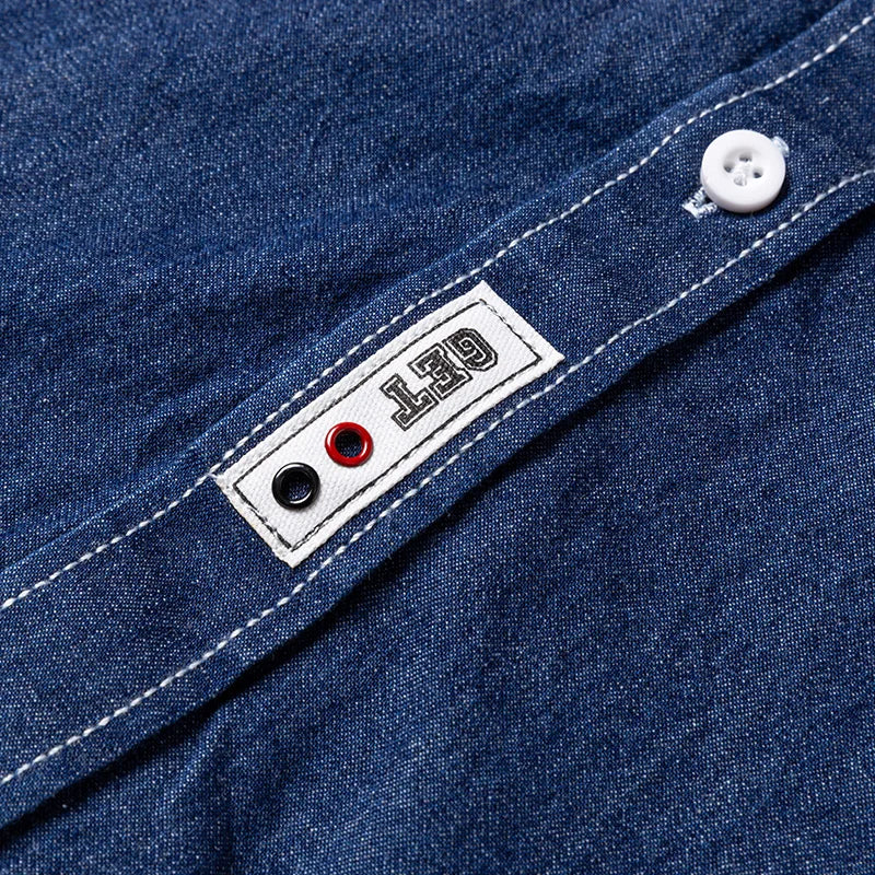 2023 Denim Pocket Design Shirt Classic 100% Cotton  Long-Sleeve  Fashion Embroider Comfortable Clothes
