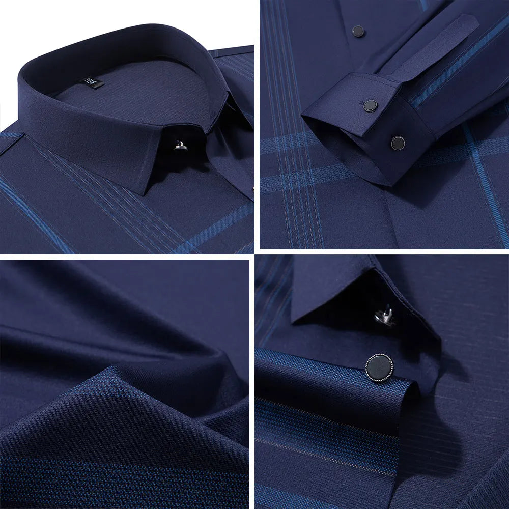 BROWON Formal Shirt Men 2025 Autumn New Long Sleeve Male Shirt Fashion Business Mulberry Silk Striped Shirts for Man Wear