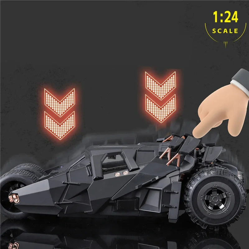 1/24 Classic Movie Car 2008 Batmobile Concept Bat Sports Car Model Metal Racing Car Vehicles Model Sound and Light Kids Toy Gift
