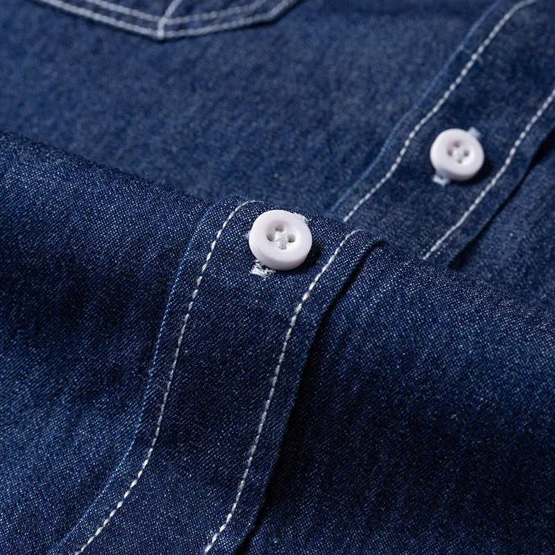 2023 Denim Pocket Design Shirt Classic 100% Cotton  Long-Sleeve  Fashion Embroider Comfortable Clothes