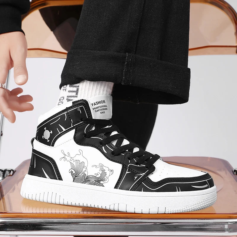 Mens Board Shoes 2025 New Winter Warm Anti Slip Thick Soled Outdoor Casual Sneakers Fashion High Top Lace Up Flat Walking Shoes